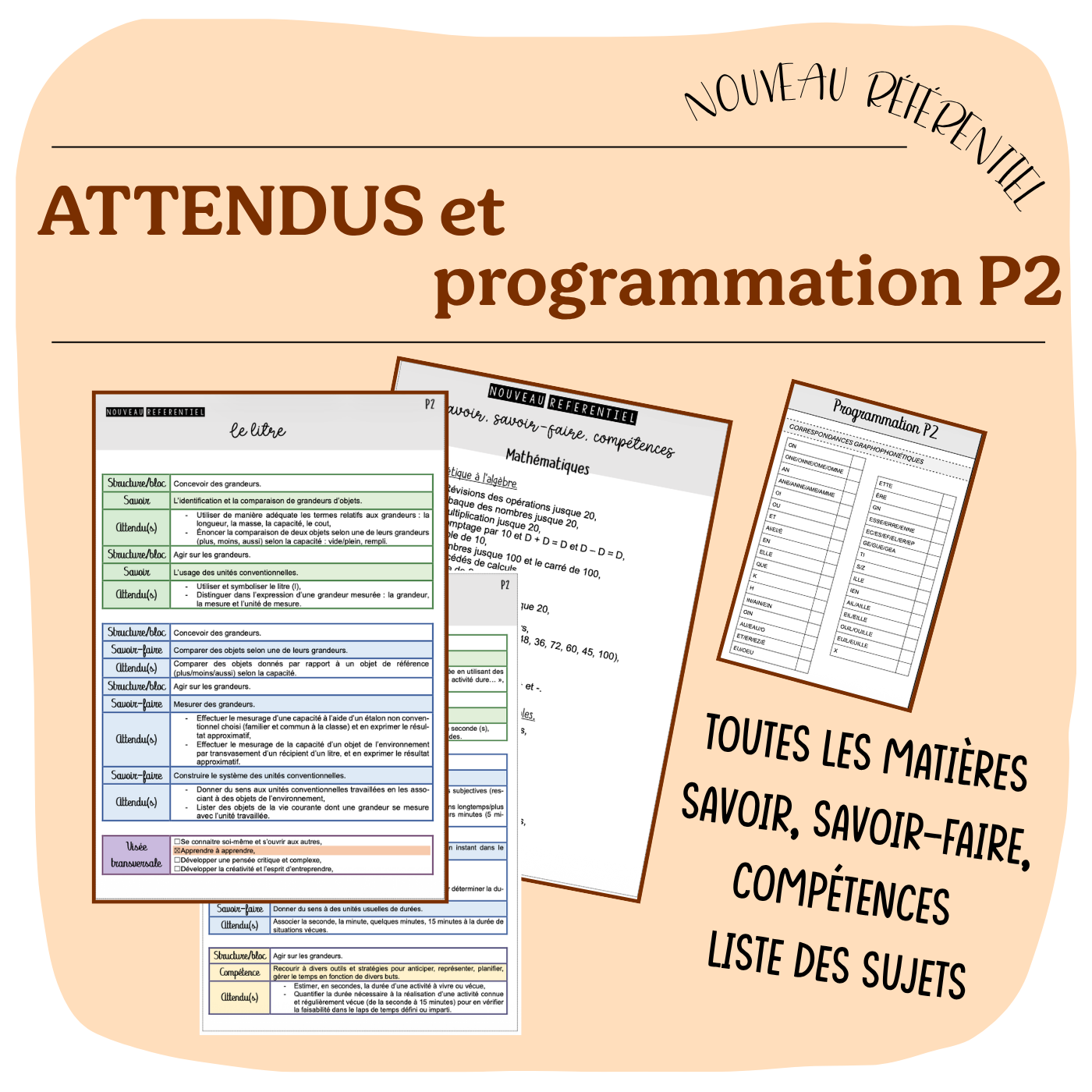ATTENDUS et PROGRAMMATION P2
