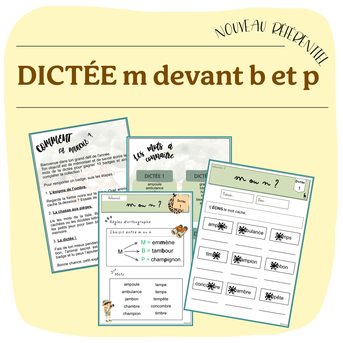 DICTÉE m devant b ou p
