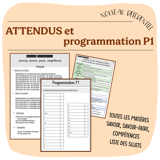 ATTENDUS et PROGRAMMATION P1