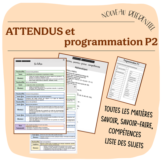 ATTENDUS et PROGRAMMATION P2