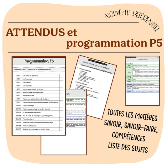 ATTENDUS et PROGRAMMATION P5