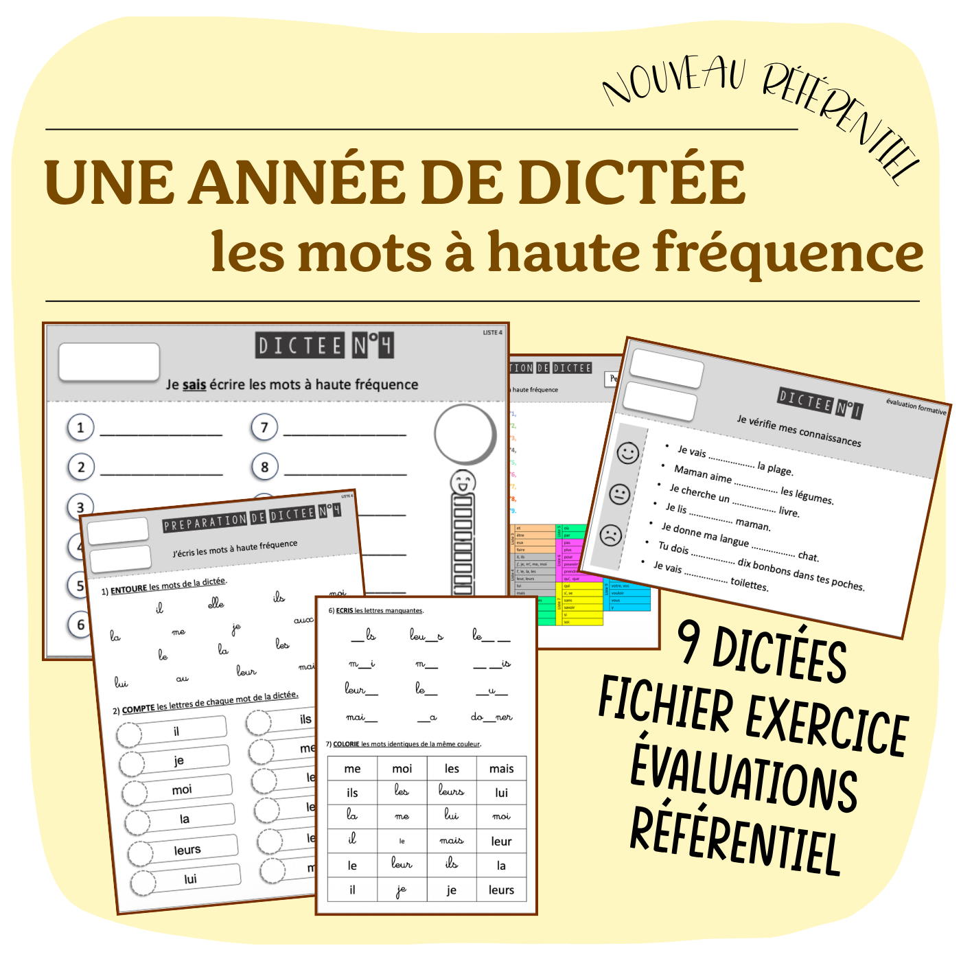 Fichier dictées mots à haute fréquence