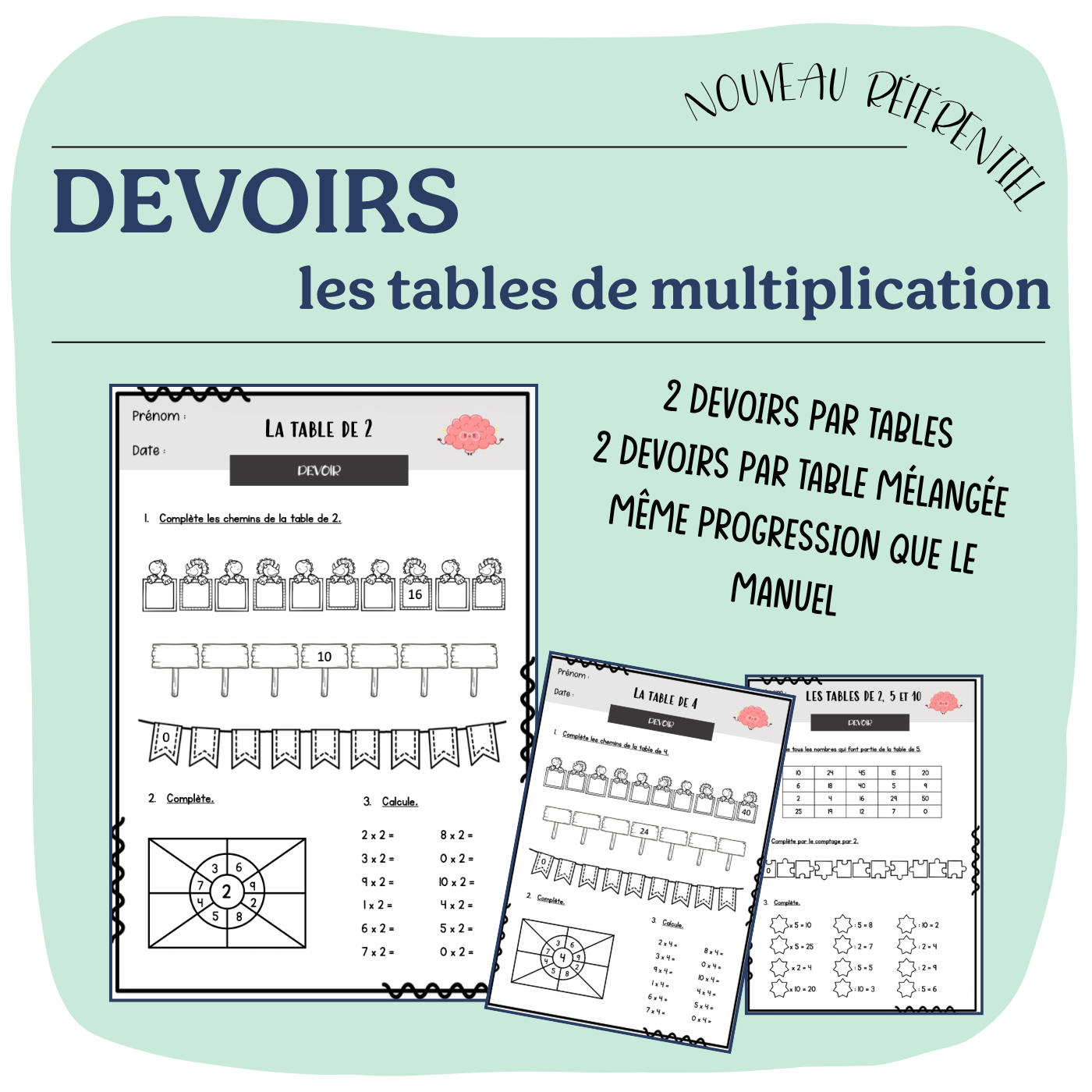 Devoirs les tables de multiplication